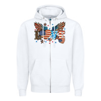 White Love America wings 4th of july Zipper Hoodie - HowdyJamesFarm