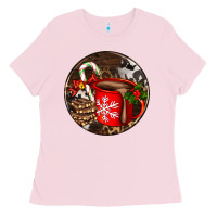 Bubblegum Pink Christmas hot chocolate and chocolate Ladies Tee - AdoDesignShop