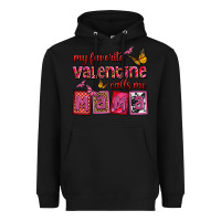Black my favorite valentine calls me mama Heavyweight Hoodie - OliviaCreatesArt