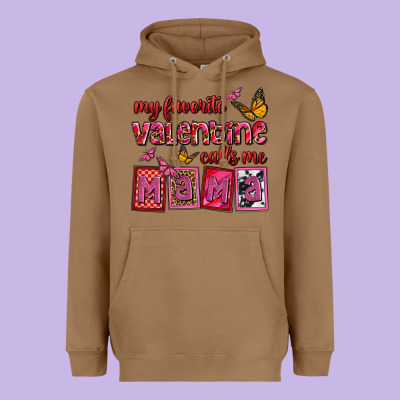 My Favorite Valentine Calls Me Mama Heavyweight Hoodie Designed By Oliviacreatesart