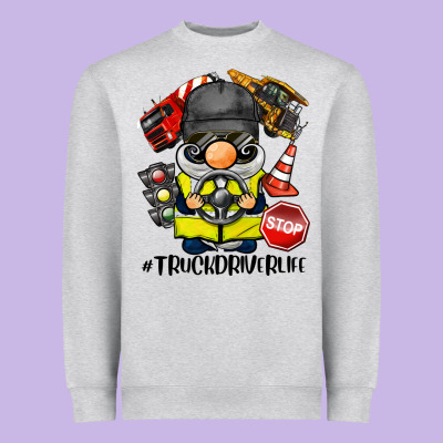 Truck Driver Life Gnome Heavyweight Sweatshirt Designed By Barkaloodesign