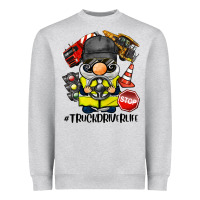 Heather Grey truck driver life gnome Heavyweight Sweatshirt - BarkalooDesign
