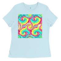 Baby Blue Tie Dye Seamless Pattern Ladies Tee - BundleAndBundleShop