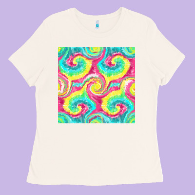 Tie Dye Seamless Pattern Ladies Tee Designed By Bundleandbundleshop