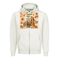 Oatmeal Heather pumpkin kisses and harvest wishes Zipper Hoodie - TumblerDesignByShophia