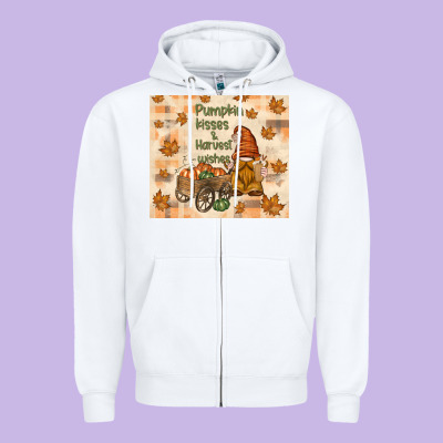 Pumpkin Kisses And Harvest Wishes Zipper Hoodie Designed By Tumblerdesignbyshophia
