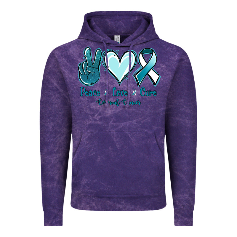 Peace Love Cure Cervical Cancer Vintage Hoodie by Jasminsmagicworld | Teevron