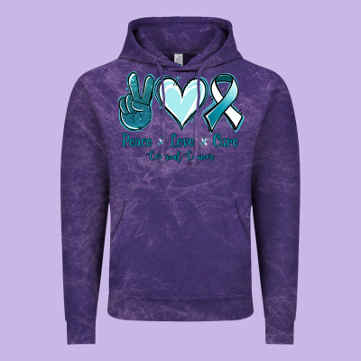 Peace Love Cure Cervical Cancer Vintage Hoodie Designed By Jasminsmagicworld