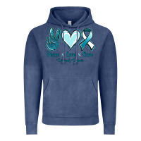 Vintage Denim Peace Love Cure Cervical Cancer Vintage Hoodie - Jasminsmagicworld
