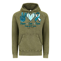Vintage Olive Peace Love Cure Cervical Cancer Vintage Hoodie - Jasminsmagicworld