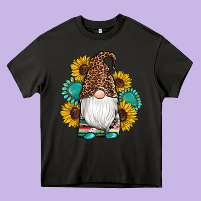 Western Gnomes Sunflowers Gemstones Leopard Serape Cowhide Glitter Heavy Core Tee Designed By Artiststas