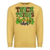 Antique Gold St. Patrick's Thick thighs lucky vibes Premium Sweatshirt - OliviaCreatesArt