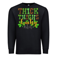 Black St. Patrick's Thick thighs lucky vibes Premium Sweatshirt - OliviaCreatesArt