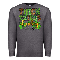 Charcoal Heather St. Patrick's Thick thighs lucky vibes Premium Sweatshirt - OliviaCreatesArt