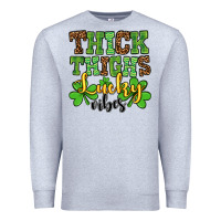 Heather Grey St. Patrick's Thick thighs lucky vibes Premium Sweatshirt - OliviaCreatesArt