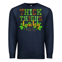 Navy St. Patrick's Thick thighs lucky vibes Premium Sweatshirt - OliviaCreatesArt
