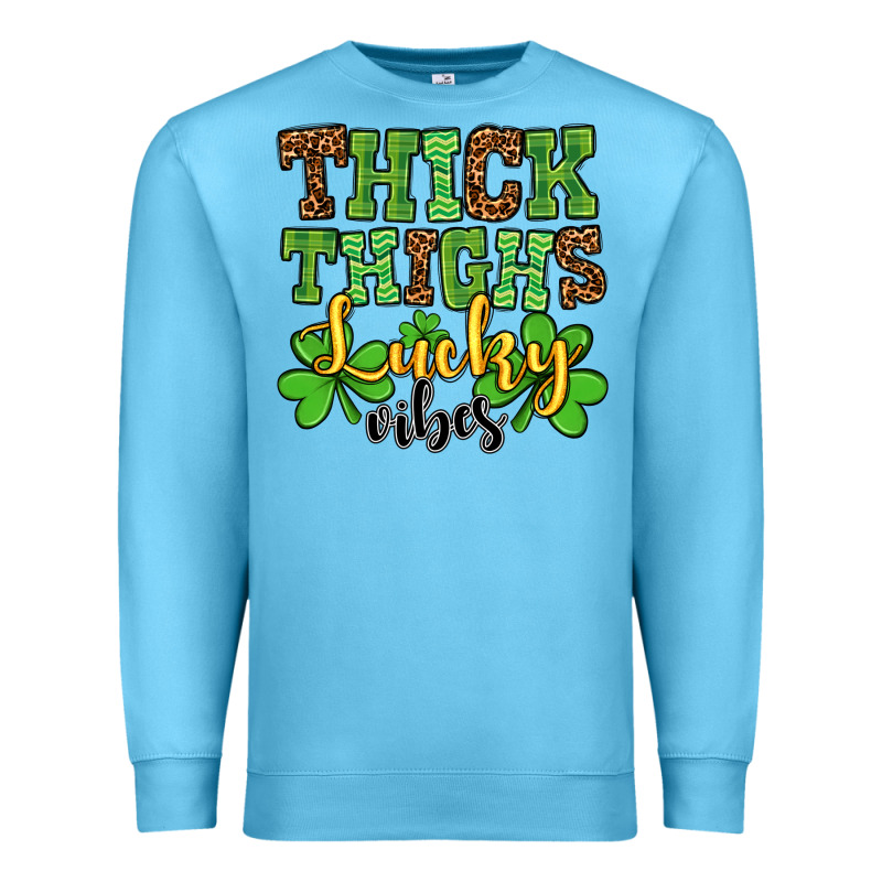 St. Patrick's Thick Thighs Lucky Vibes Premium Sweatshirt by OliviaCreatesArt | Teevron