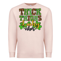 Pale Pink St. Patrick's Thick thighs lucky vibes Premium Sweatshirt - OliviaCreatesArt