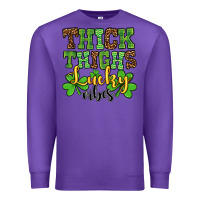Purple St. Patrick's Thick thighs lucky vibes Premium Sweatshirt - OliviaCreatesArt