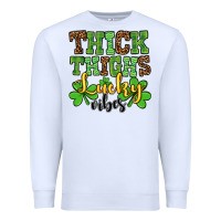 White St. Patrick's Thick thighs lucky vibes Premium Sweatshirt - OliviaCreatesArt