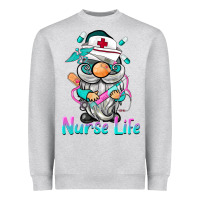 Heather Grey nurse life  gnome Heavyweight Sweatshirt - BarkalooDesign