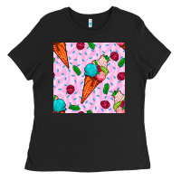 Ice Cream Seamless Pattern Ladies Tee | Teevron