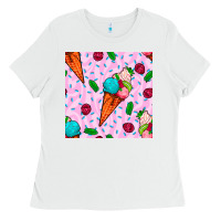 White ice cream seamless pattern Ladies Tee - BundleAndBundleShop