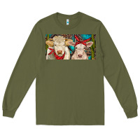 Army Green Charolais bull and calf Long Sleeve Tee - RanaPortraitStore