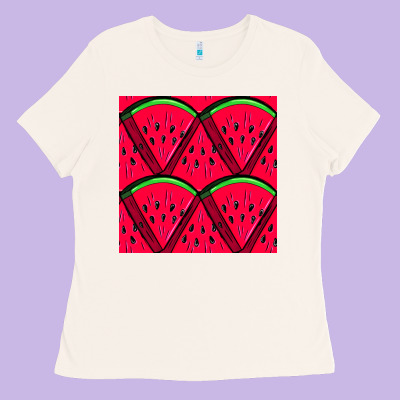 Watermelon Slices Seamless Pattern Ladies Tee Designed By Bundleandbundleshop