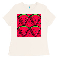 Bone Watermelon Slices Seamless Pattern Ladies Tee - BundleAndBundleShop