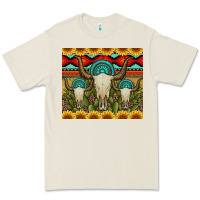 Bone bull skulls gemstones and cactus with leopard and aztec Premium Tee - Artiststas