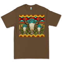 Cacao bull skulls gemstones and cactus with leopard and aztec Premium Tee - Artiststas