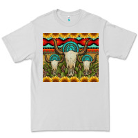 Dove Grey bull skulls gemstones and cactus with leopard and aztec Premium Tee - Artiststas