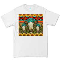 White bull skulls gemstones and cactus with leopard and aztec Premium Tee - Artiststas