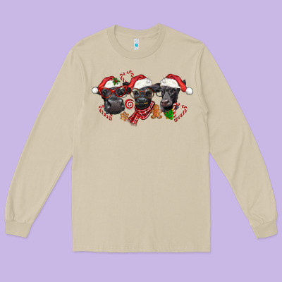 Christmas Black Angus Cows Long Sleeve Tee Designed By Lillyallendesigns