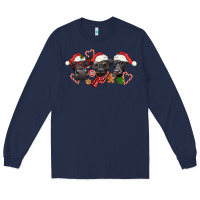 Navy Christmas Black Angus Cows Long Sleeve Tee - LillyAllenDesigns