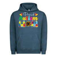 Pigment Midnight Navy Proud Autism Mom sunflower Urban Hoodie - CowhideDigitalArt