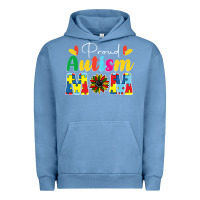 Pigment Pebble Blue Proud Autism Mom sunflower Urban Hoodie - CowhideDigitalArt
