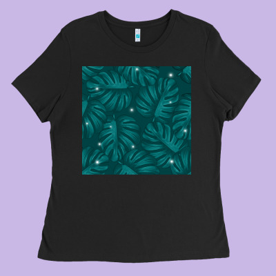 Tropical  Leaves Seamless Pattern Ladies Tee Designed By Bundleandbundleshop