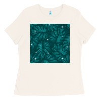 Bone Tropical  Leaves Seamless Pattern Ladies Tee - BundleAndBundleShop