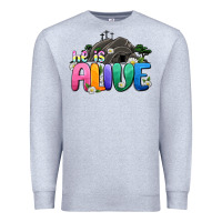 Heather Grey Easter Day He is alive Premium Sweatshirt - OliviaCreatesArt