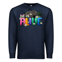 Navy Easter Day He is alive Premium Sweatshirt - OliviaCreatesArt