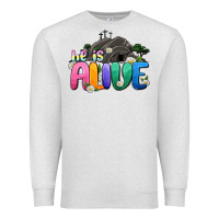 Oatmeal Heather Easter Day He is alive Premium Sweatshirt - OliviaCreatesArt