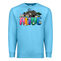 Ocean Blue Easter Day He is alive Premium Sweatshirt - OliviaCreatesArt