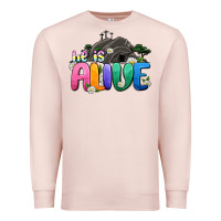 Pale Pink Easter Day He is alive Premium Sweatshirt - OliviaCreatesArt
