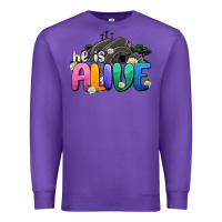 Purple Easter Day He is alive Premium Sweatshirt - OliviaCreatesArt