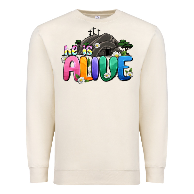Easter Day He Is Alive Premium Sweatshirt by OliviaCreatesArt | Teevron