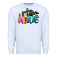 White Easter Day He is alive Premium Sweatshirt - OliviaCreatesArt