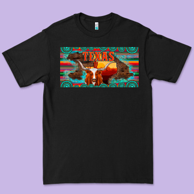 Texas And Map With Longhorn Serape Gemstone Licanse Plate Premium Tee Designed By Artiststas