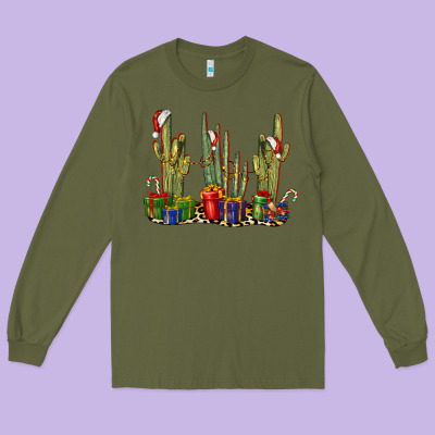 Christmas Cactus Long Sleeve Tee Designed By Lillyallendesigns